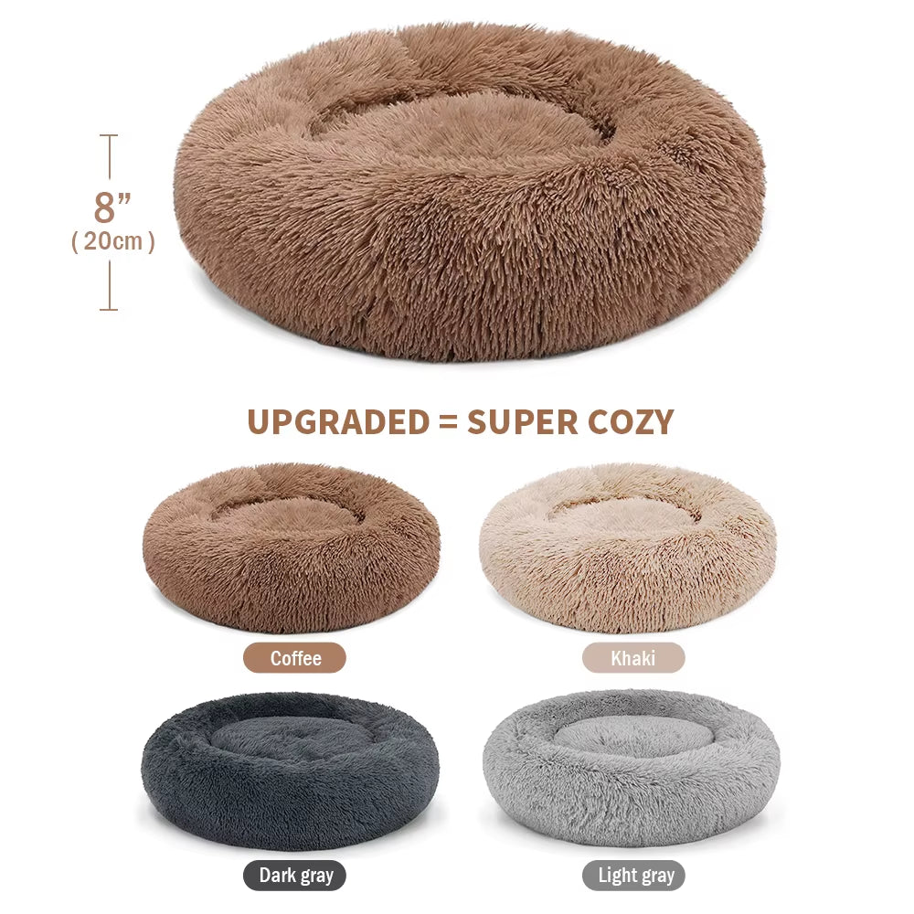 Pet Dog Bed Super Soft Kennel round Fluffy Cat House Warm Indoor Comfortable Sleeping Cushion Mat Sofa Washable Puppy Long Plush