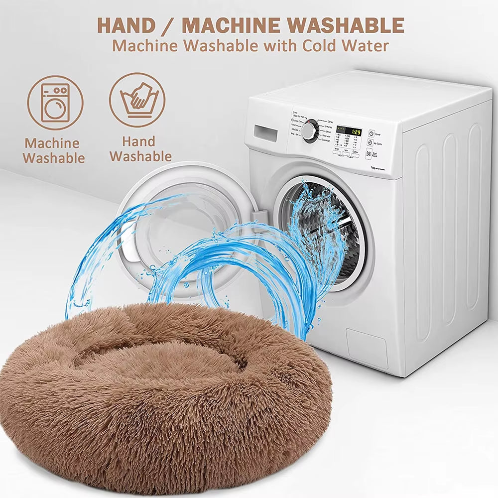 Pet Dog Bed Super Soft Kennel round Fluffy Cat House Warm Indoor Comfortable Sleeping Cushion Mat Sofa Washable Puppy Long Plush