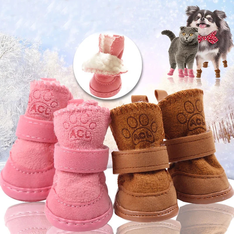 Best Selling Warm Winter Pet Shoes for Small Dogs Non-Slip Dog Cat Snow Boots Chihuahua Shih Tzu Shoes Mascotas Zapatos Perro