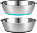 Lightweight Stainless Steel Cat Dog Bowls, 3 US Cup Each, 2-Pack