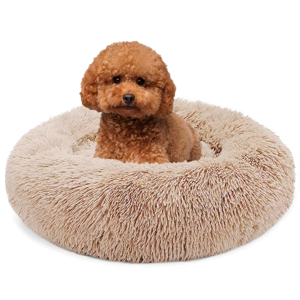 Pet Dog Bed Super Soft Kennel round Fluffy Cat House Warm Indoor Comfortable Sleeping Cushion Mat Sofa Washable Puppy Long Plush