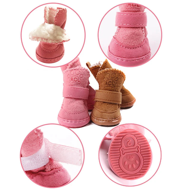 Best Selling Warm Winter Pet Shoes for Small Dogs Non-Slip Dog Cat Snow Boots Chihuahua Shih Tzu Shoes Mascotas Zapatos Perro