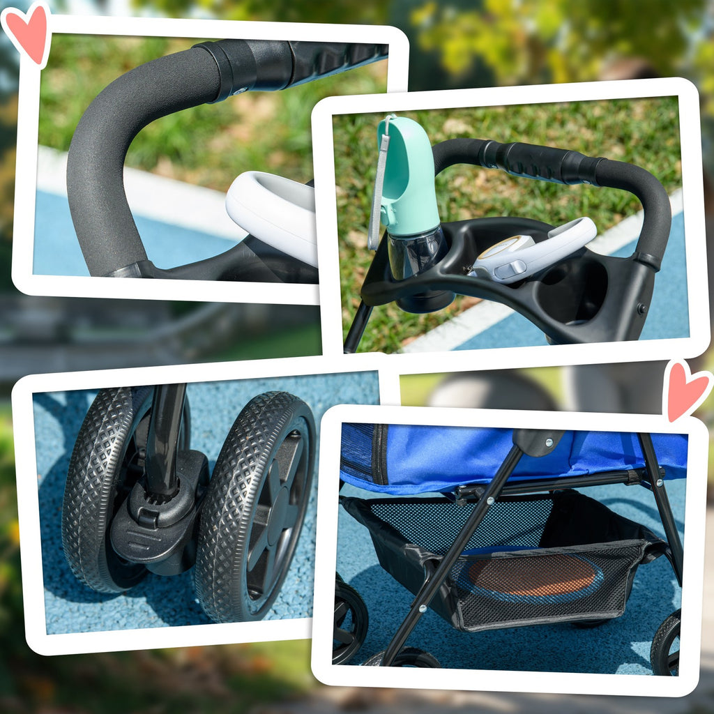 Hundewagen Pet Stroller Für Kleine Hunde Haustierwagen Klappbar Oxford Blau
