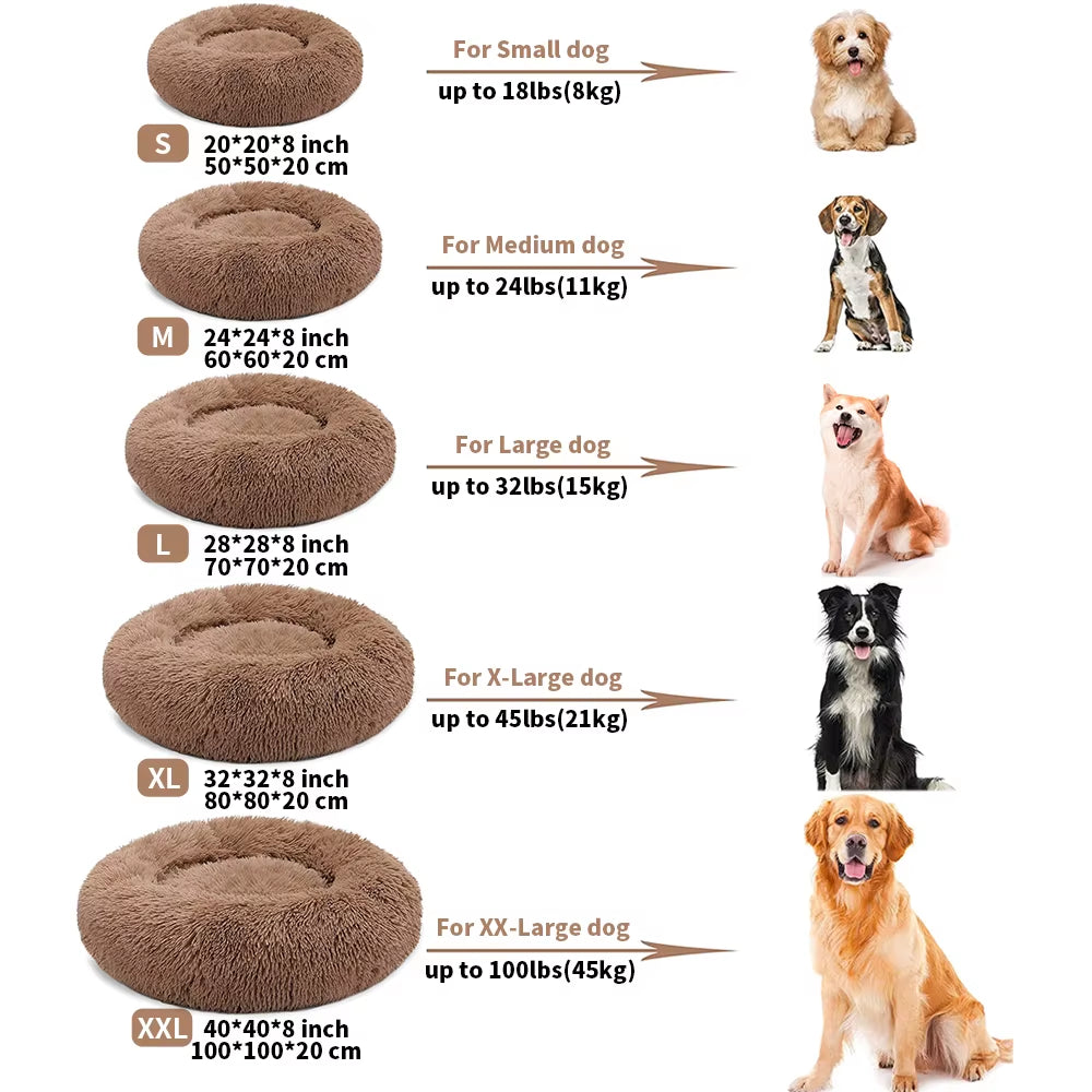Pet Dog Bed Super Soft Kennel round Fluffy Cat House Warm Indoor Comfortable Sleeping Cushion Mat Sofa Washable Puppy Long Plush
