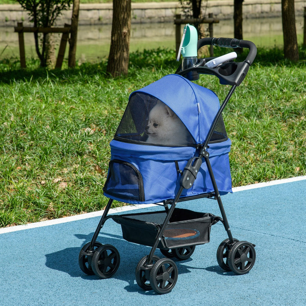 Hundewagen Pet Stroller Für Kleine Hunde Haustierwagen Klappbar Oxford Blau